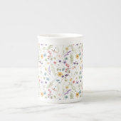 Wildblume und Schmetterlingsmuster Porzellantasse (Vorderseite)