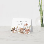 Wildblume und Woodland Animals Kinderdusche Dankeskarte (Vorderseite)
