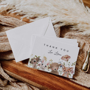 Wildblume und Woodland Animals Kinderdusche Dankeskarte