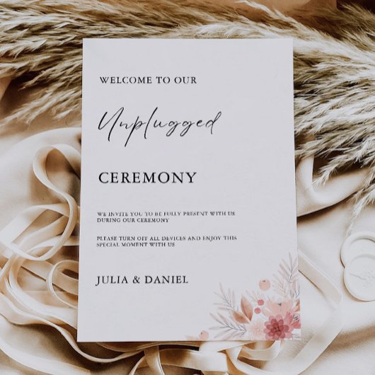 Wildblume Unplugged Zeremony Wedding Sign, Einladung