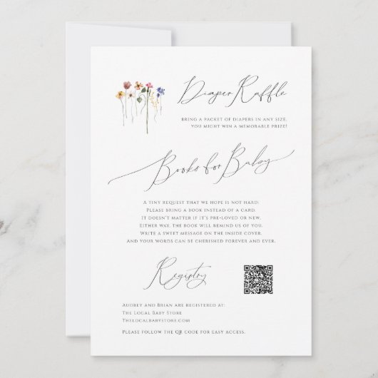 Wildblume unterwegs | Alle in einer Babydusche Einladung (Rückseite)