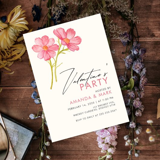 Wildblume Valentinisches Party Einladung