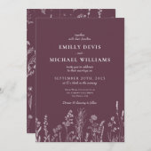 Wildblume Velvet Hochzeit Einladung (Vorne/Hinten)