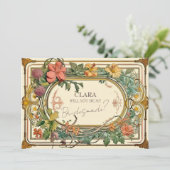 Wildblume Viktorianische Verzierte Grenze Hochzeit Einladung (Stehend Vorderseite)