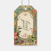 Wildblume Viktorianische Verzierte Grenzhochzeit Geschenkanhänger (Rückseite)