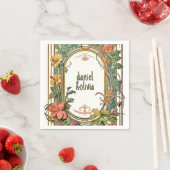 Wildblume Viktorianische Verzierte Grenzhochzeit Serviette (Beispiel)