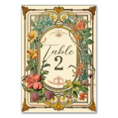 Wildblume Viktorianische Verzierte Grenzhochzeit Tischnummer (Vorderseite)