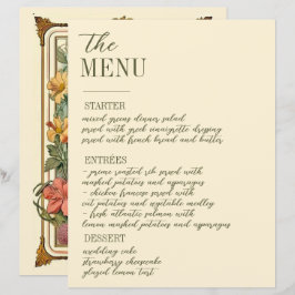 Wildblume Viktorianisches Verziertes Hochzeitmenü