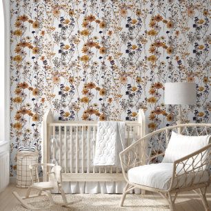 Wildblume Vintages Blume Muster getrocknet Tapete