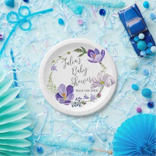 Wildblume Violet Babydusche Pappteller (Party)