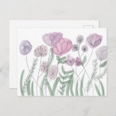 Wildblume von Aquarellen Ankündigungspostkarte (Vorne/Hinten)