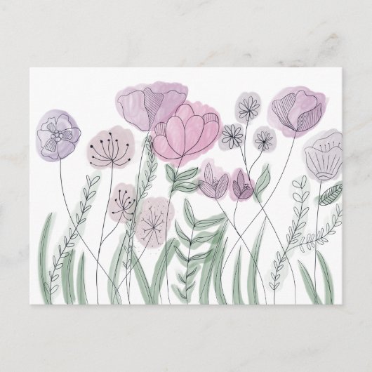 Wildblume von Aquarellen Ankündigungspostkarte (Vorderseite)