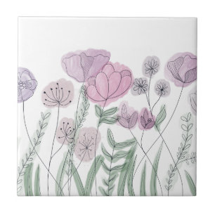 Wildblume von Aquarellen Fliese