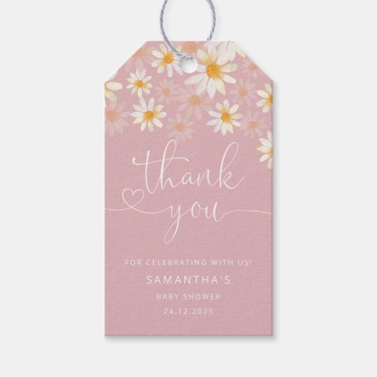 Wildblume von Aquarellfarben Danke Tag Geschenkanhänger (Vorderseite)