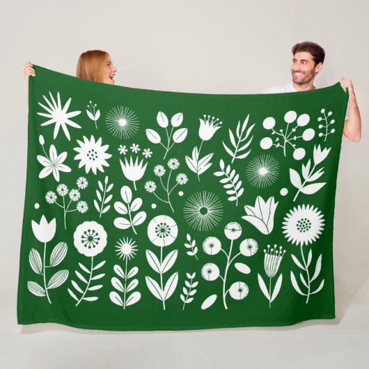 Wildblume von Grün und Weiß Fleecedecke (Beispiel)