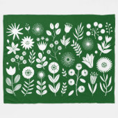 Wildblume von Grün und Weiß Fleecedecke (Vorderseite (Horizontal))