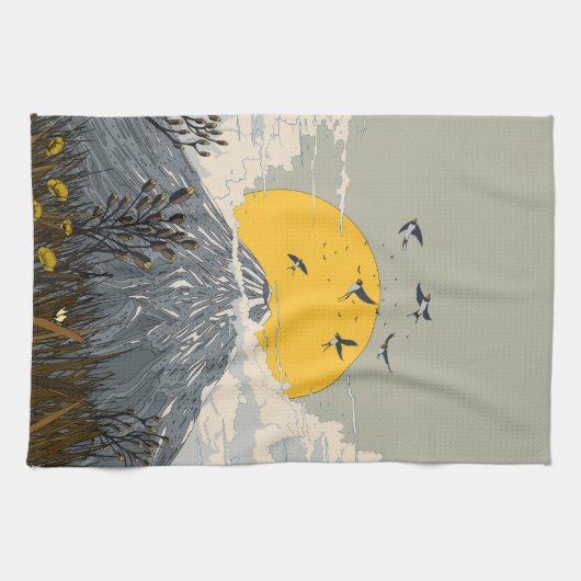 Wildblume Vulkanberg Geschirrtuch (Horizontal)