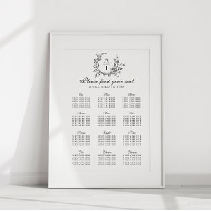 Wildblume Wappen Hochzeitsdiagramm Poster