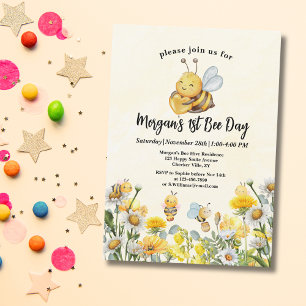 Wildblume war ein 1. Geburtstag der ersten Biene Einladung