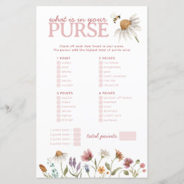 Wildblume Was ist in Ihrem Purse Baby Shower Game?