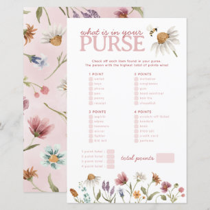 Wildblume Was ist in Ihrem Purse Baby Shower Game?