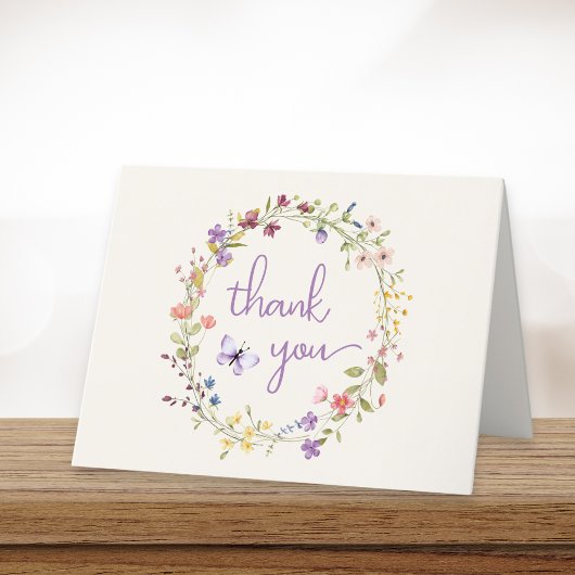 Wildblume Wasserfarbcreme Babydusche Dankeskarte