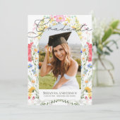 Wildblume Wasserfarbe Abschluss Foto Einladung (Stehend Vorderseite)