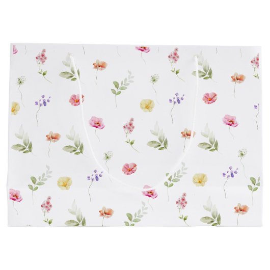 Wildblume Wasserfarbe Babydusche Große Geschenktüte (Rückseite)