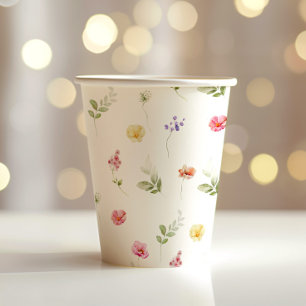 Wildblume Wasserfarbe Babydusche Pappbecher