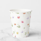 Wildblume Wasserfarbe Babydusche Pappbecher (Rückseite)