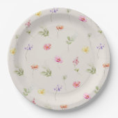 Wildblume Wasserfarbe Babydusche Pappteller (Vorderseite)