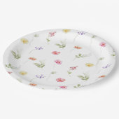 Wildblume Wasserfarbe Babydusche Pappteller (Schrägansicht)