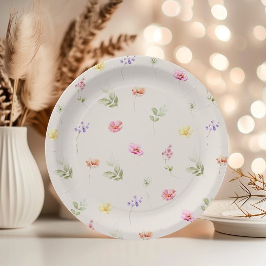 Wildblume Wasserfarbe Babydusche Pappteller
