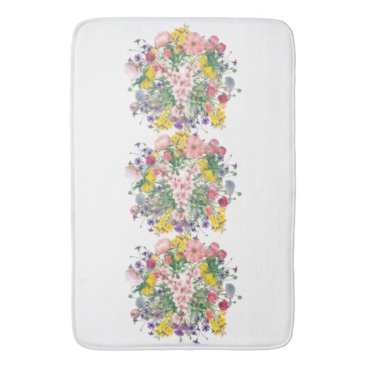 Wildblume Wasserfarbe Badematte (Vorderseite Vertikal)