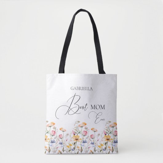 Wildblume Wasserfarbe Beste Mama je Tasche (Vorderseite)