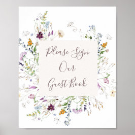 Wildblume Wasserfarbe Bitte Unterschreiben Sie uns Poster