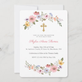 Wildblume Wasserfarbe Blumenreath Taufe Einladung