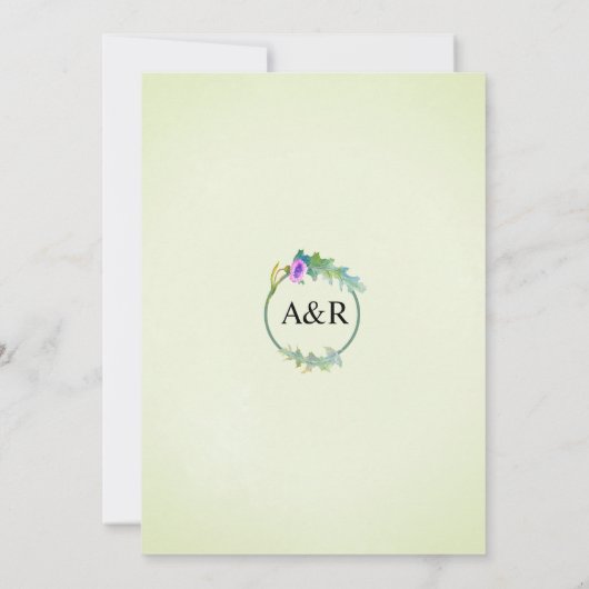Wildblume Wasserfarbe Blütengrün Hochzeit Einladung (Rückseite)