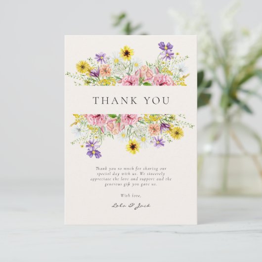 Wildblume Wasserfarbe Dankeskarte (Stehend Vorderseite)