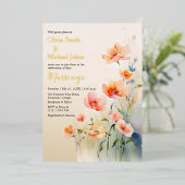 Wildblume Wasserfarbe Echtfolie Hochzeit Einladung (Stehend vorne)