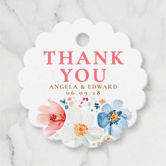 Wildblume Wasserfarbe Elegante Boho Vielen Dank Geschenkanhänger (Vorderseite)
