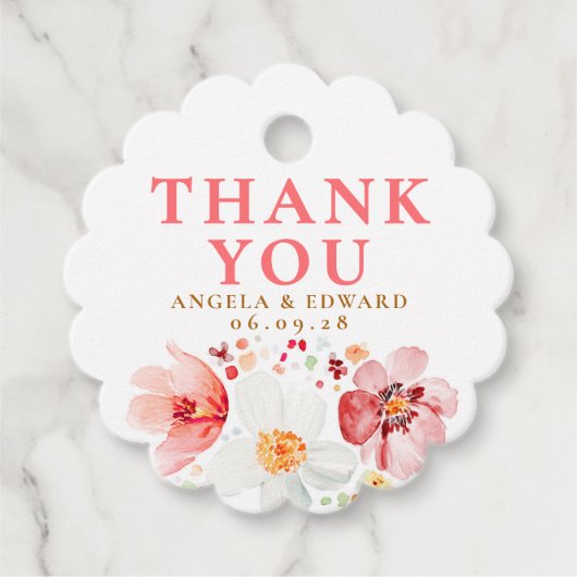 Wildblume Wasserfarbe Elegante Boho Vielen Dank Geschenkanhänger (Vorderseite)