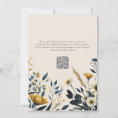 Wildblume Wasserfarbe Elegante Hochzeit von Beige  Einladung (Rückseite)