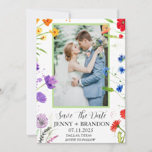 Wildblume Wasserfarbe Elegante Modernes Foto mit B Save The Date
