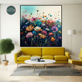 Wildblume Wasserfarbe Feld 1:1 Poster Mauer Art