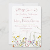 Wildblume Wasserfarbe Geburtstagsparty Einladung (Vorderseite)