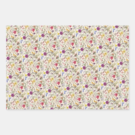 Wildblume Wasserfarbe Geschenkpapier Set (Vorderseite 3)