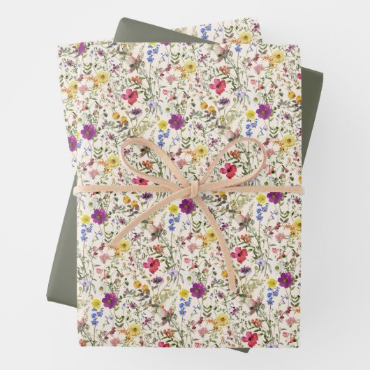 Wildblume Wasserfarbe Geschenkpapier Set (Beispiel)