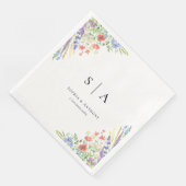 Wildblume Wasserfarbe Hochzeit Napkins Serviette (Ecke)