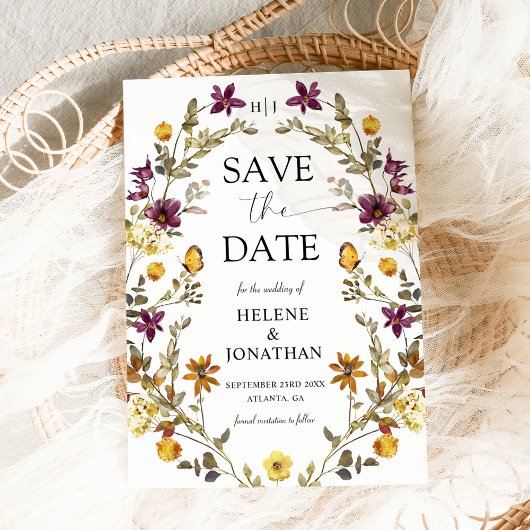 Wildblume Wasserfarbe Moderne Elegante Hochzeit Save The Date